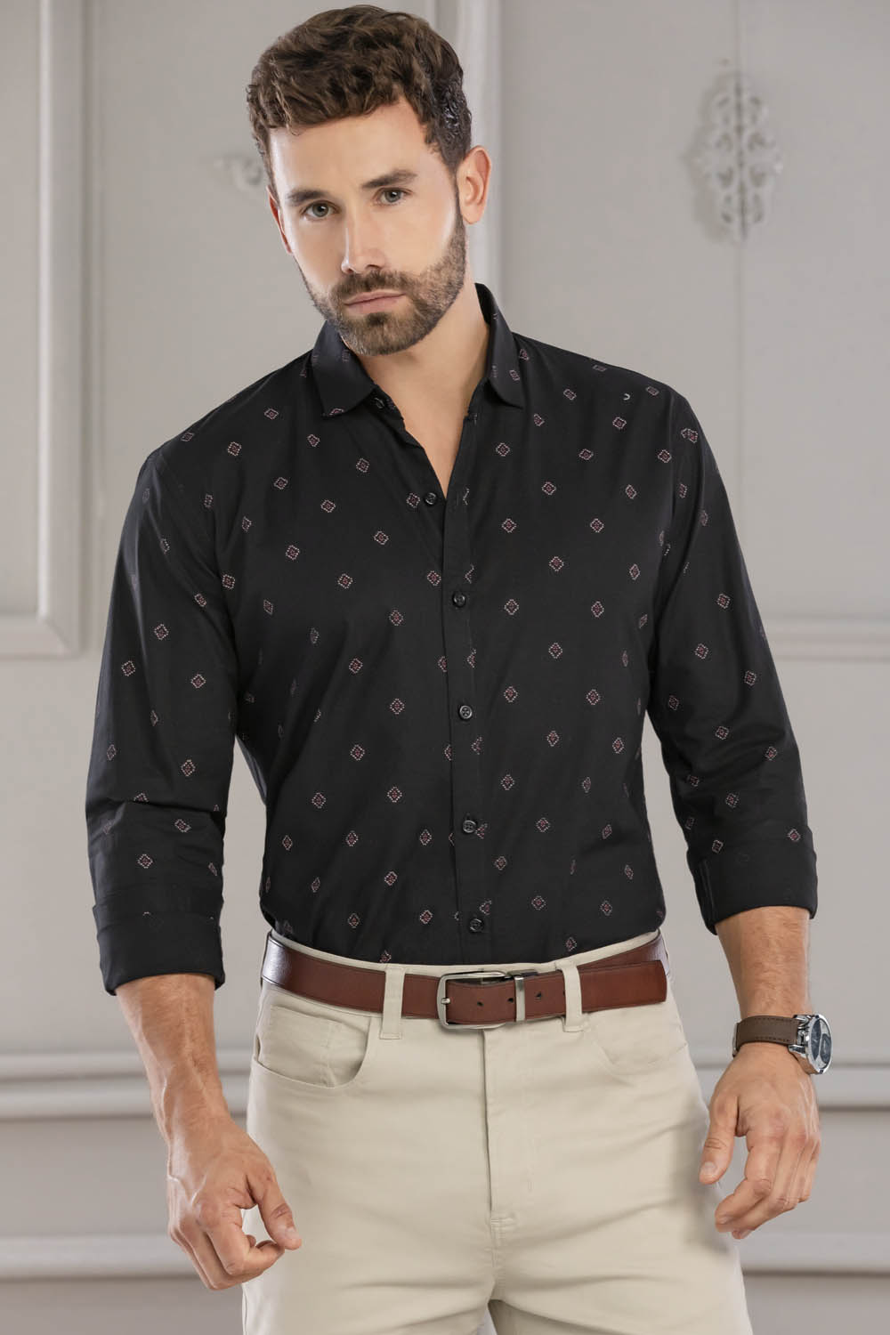 Camisa Boston Miniprints - Slim Fit - Algodón