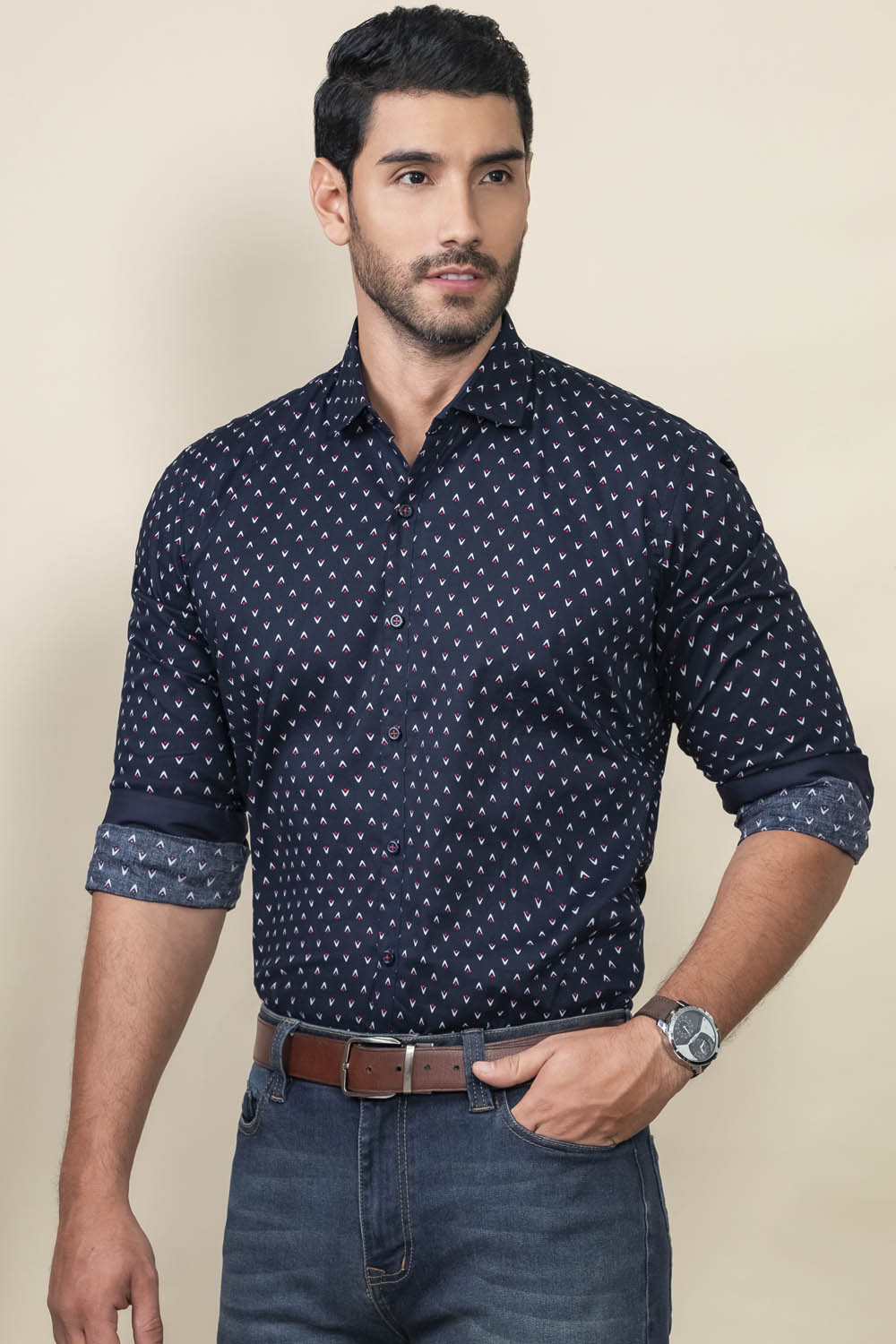 Camisa Athens Miniprints - Slim Fit - Algodón