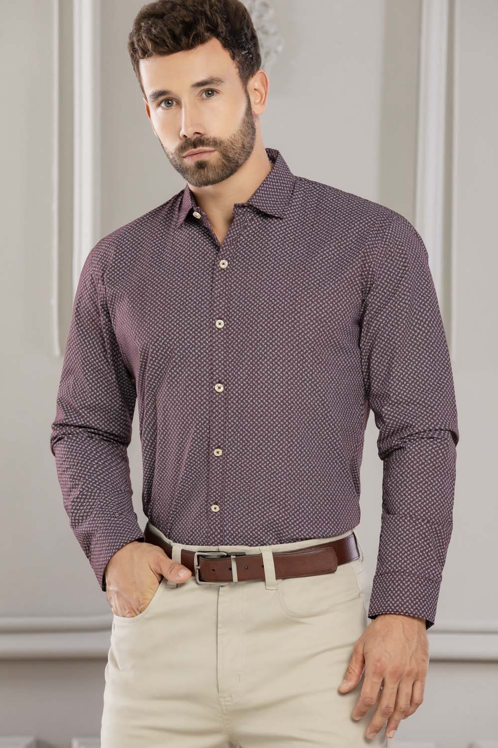 Camisa Landcaster Miniprints - Slim Fit - Algodón