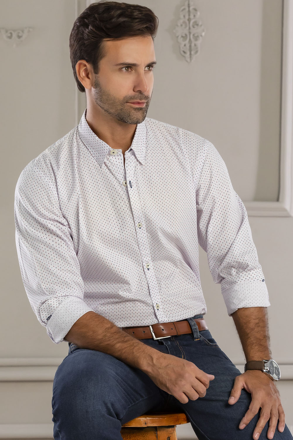 Camisa Boise Miniprints - Slim Fit - Algodón