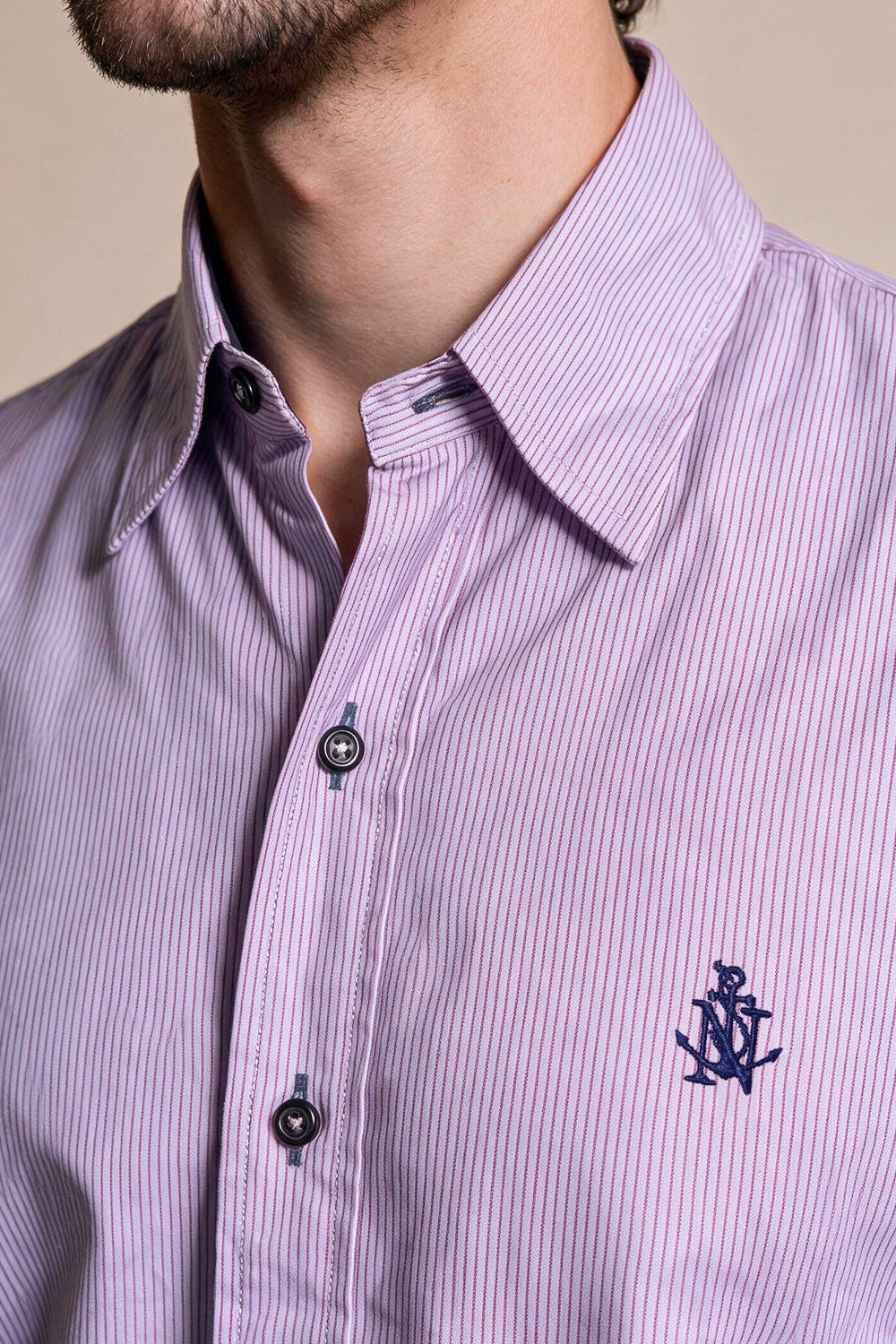 Camisa Navigation Rayas Lila - Slim Fit - Algodón