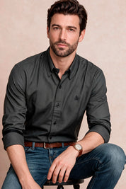 Camisa Navigation Gris Algodón - Slim Fit