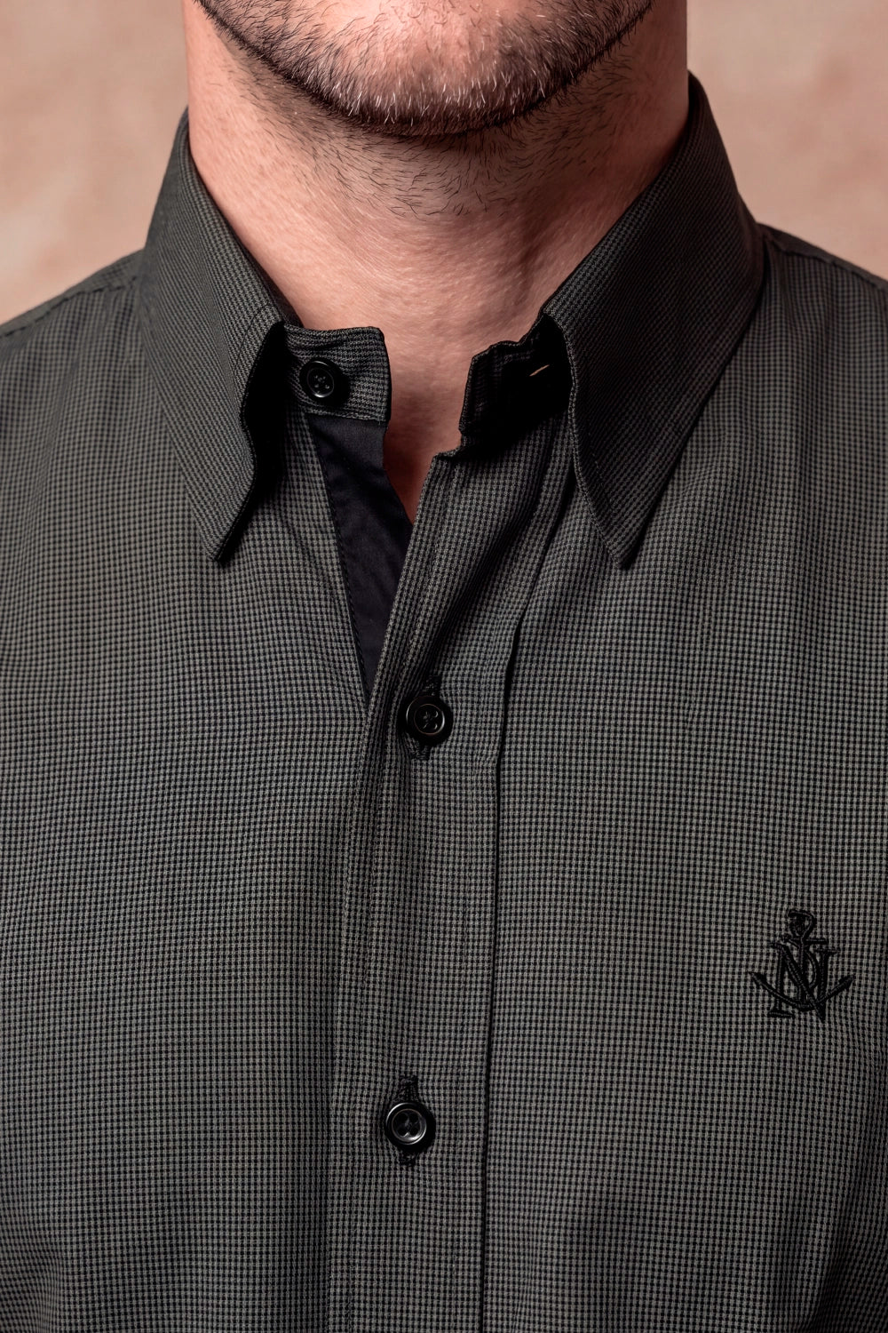 Camisa Navigation Gris Algodón - Slim Fit