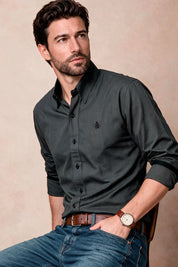 Camisa Navigation Gris Algodón - Slim Fit