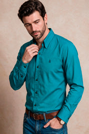 Camisa Navigation Turquesa Algodón - Slim Fit