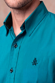 Camisa Navigation Turquesa Algodón - Slim Fit