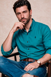 Camisa Navigation Turquesa Algodón - Slim Fit