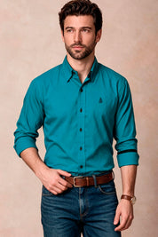 Camisa Navigation Turquesa Algodón - Slim Fit