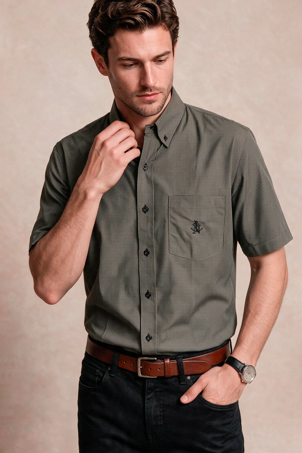 Camisa Navigation Cuadros Gris - Slim Fit