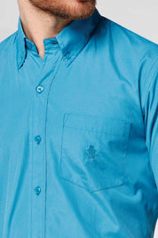 Camisa Manga Corta Turquesa - Slim Fit