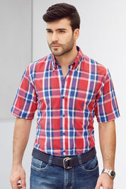 Camisa Manga Corta Cuadros - Slim Fit