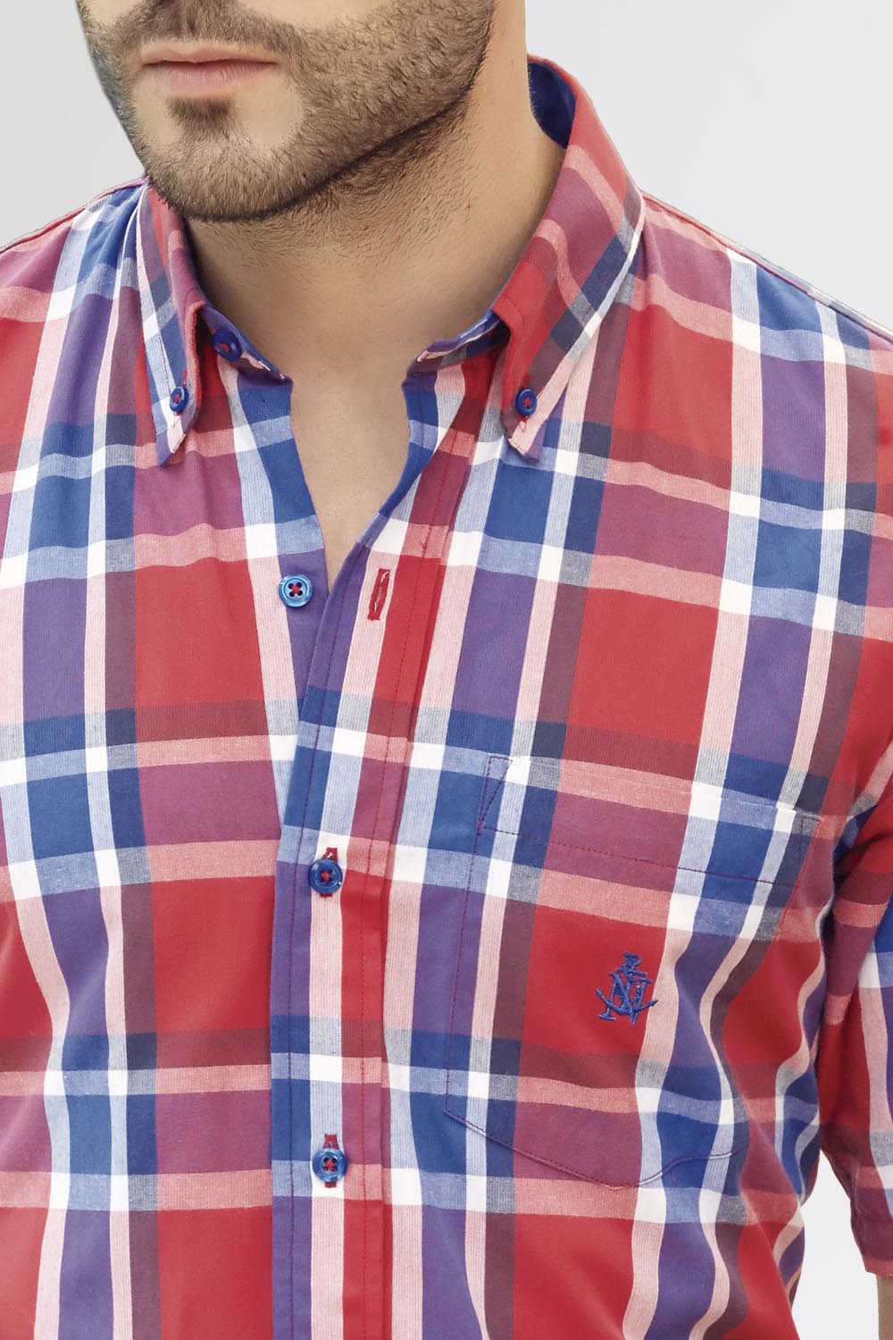 Camisa Manga Corta Cuadros - Slim Fit