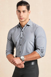 Camisa Slim Fit Gris Puntos