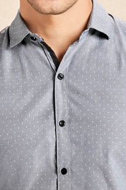 Camisa Slim Fit Gris Puntos