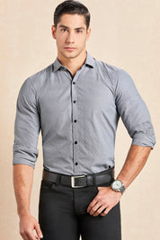 Camisa Slim Fit Gris Puntos