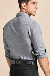 Camisa Slim Fit Gris Puntos