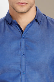 Camisa Slim Fit Azul Textura