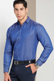Camisa Slim Fit Azul Textura