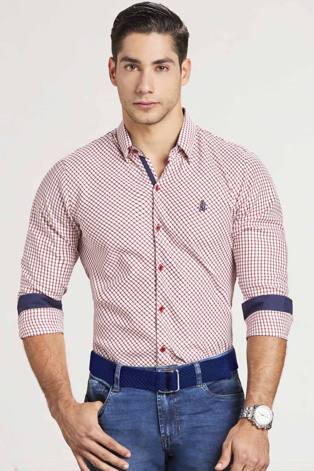 Camisa Navigation Cuadros Diagonal