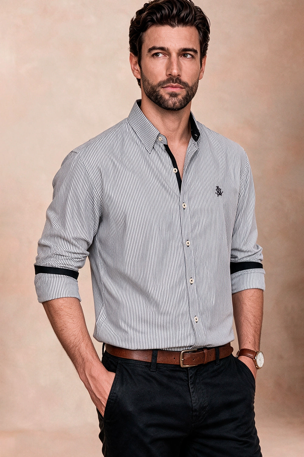 Camisa Navigation Doble Raya - Slim Fit