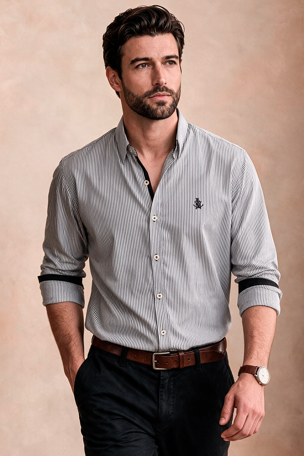 Camisa Navigation Doble Raya - Slim Fit