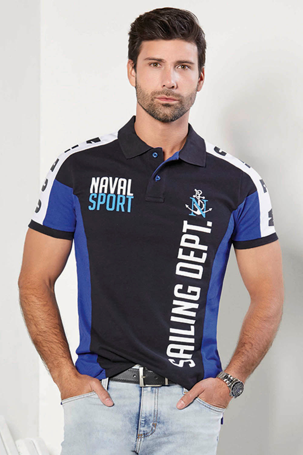 Polo Bloques Naval Sport - Pique
