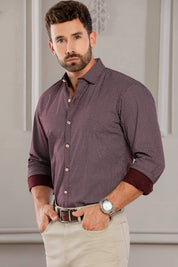 Camisa slim fit para hombre en algodón estampado miniprint con cuello italiano