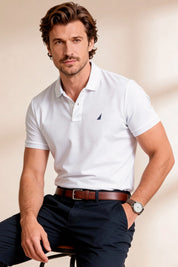 Camisa slim fit para hombre en algodón estampado miniprint con cuello italiano