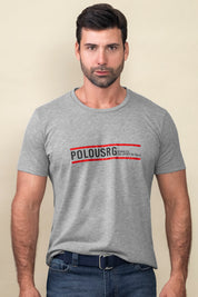 Camiseta slim fit para hombre con estampado en el delantero, cuello redondo y manga corta