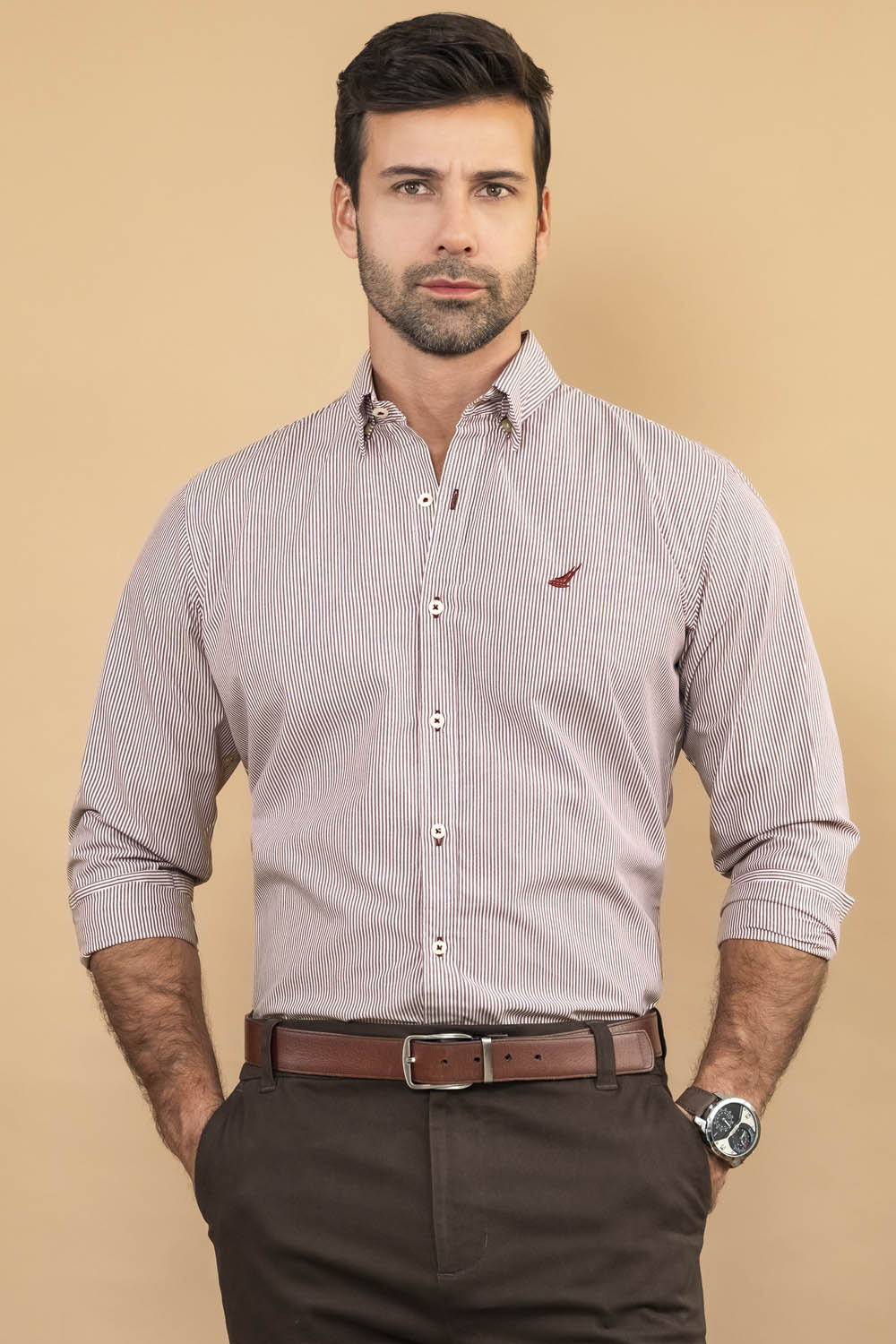Camisa Premium Hudson Rayas - Modern Fit - Algodon Pima