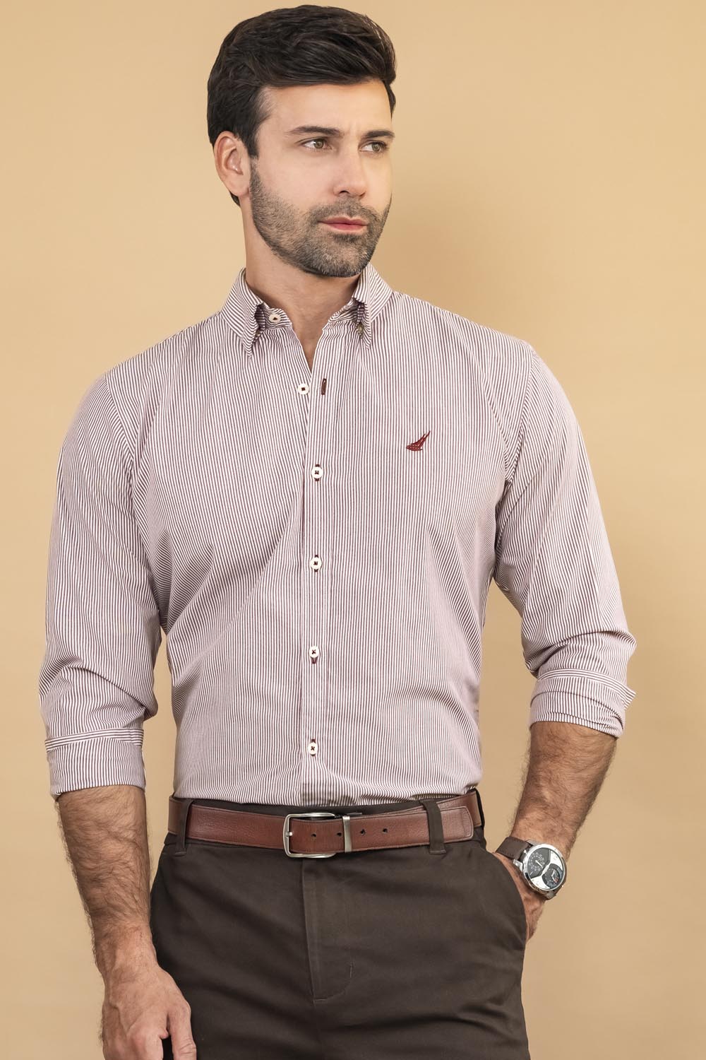 Camisa Premium Hudson Rayas - Modern Fit - Algodon Pima